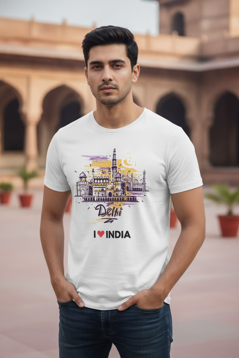 Delhi - Styched in India Graphic T-Shirt White Color