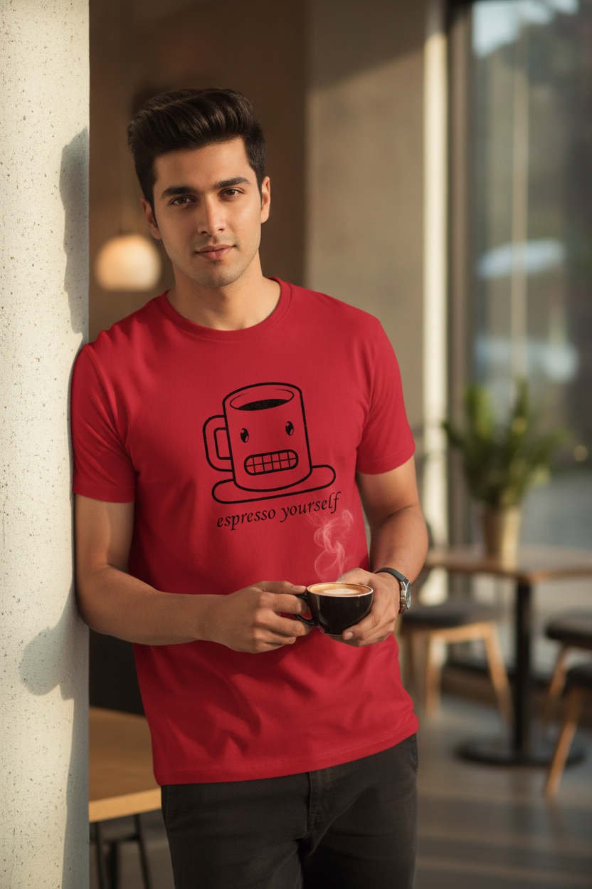 Espresso Yourself Graphic Printed Red Tshirt