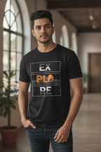 Explore Graphic Printed Black Tshirt