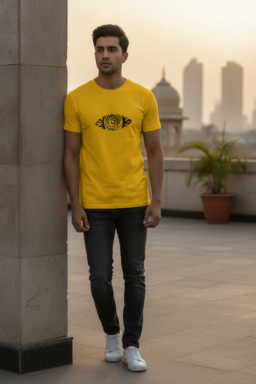 Eye Graphic Printed Yellow Tshirt