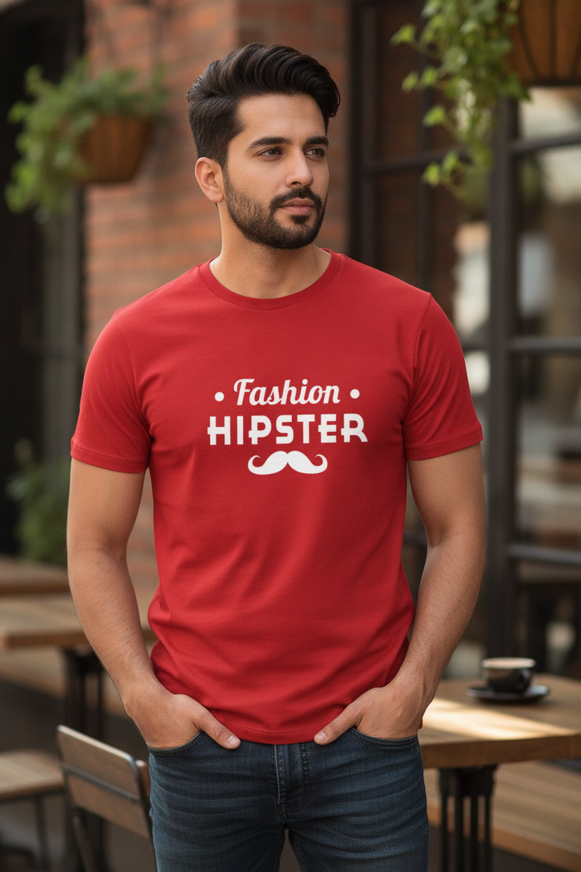 Fashion Hipster - Cool Casual Red Printed T-Shirt