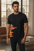Fire Graphic Printed Black Tshirt