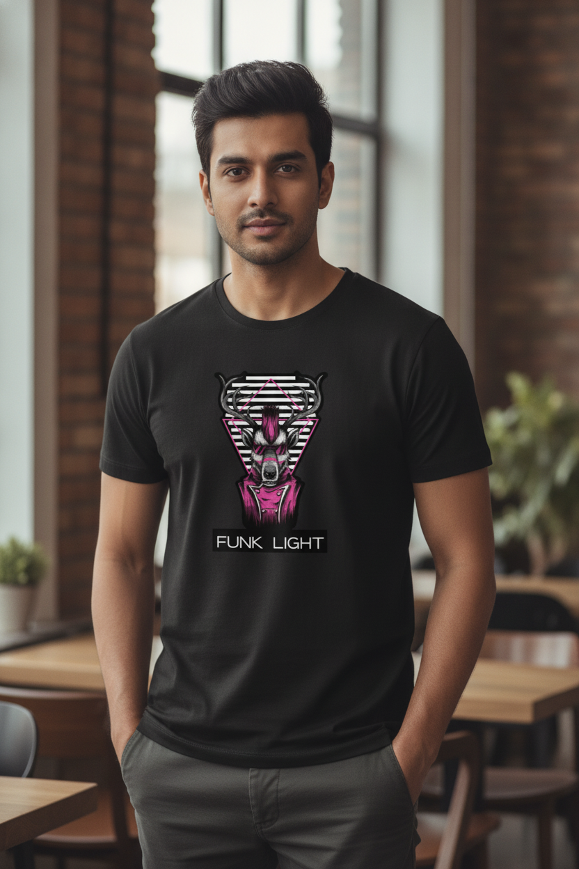 Funk Light Graphic Printed Black Tshirt