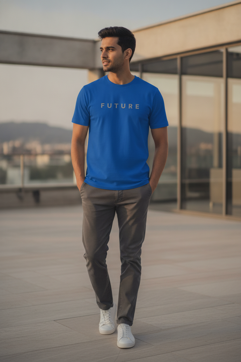 Future Reflective Print Blue Tshirt