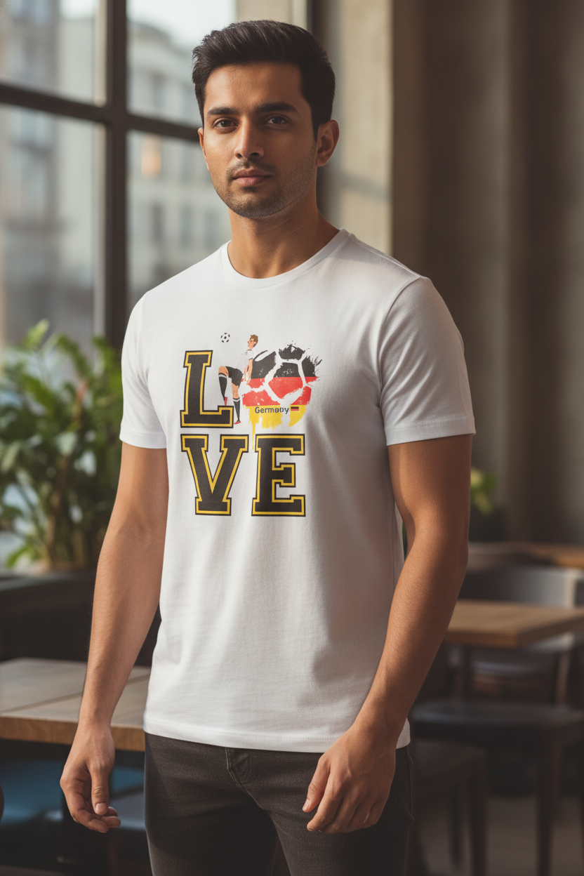 Germany Football Team Fan Tee- Casual Round neck printed