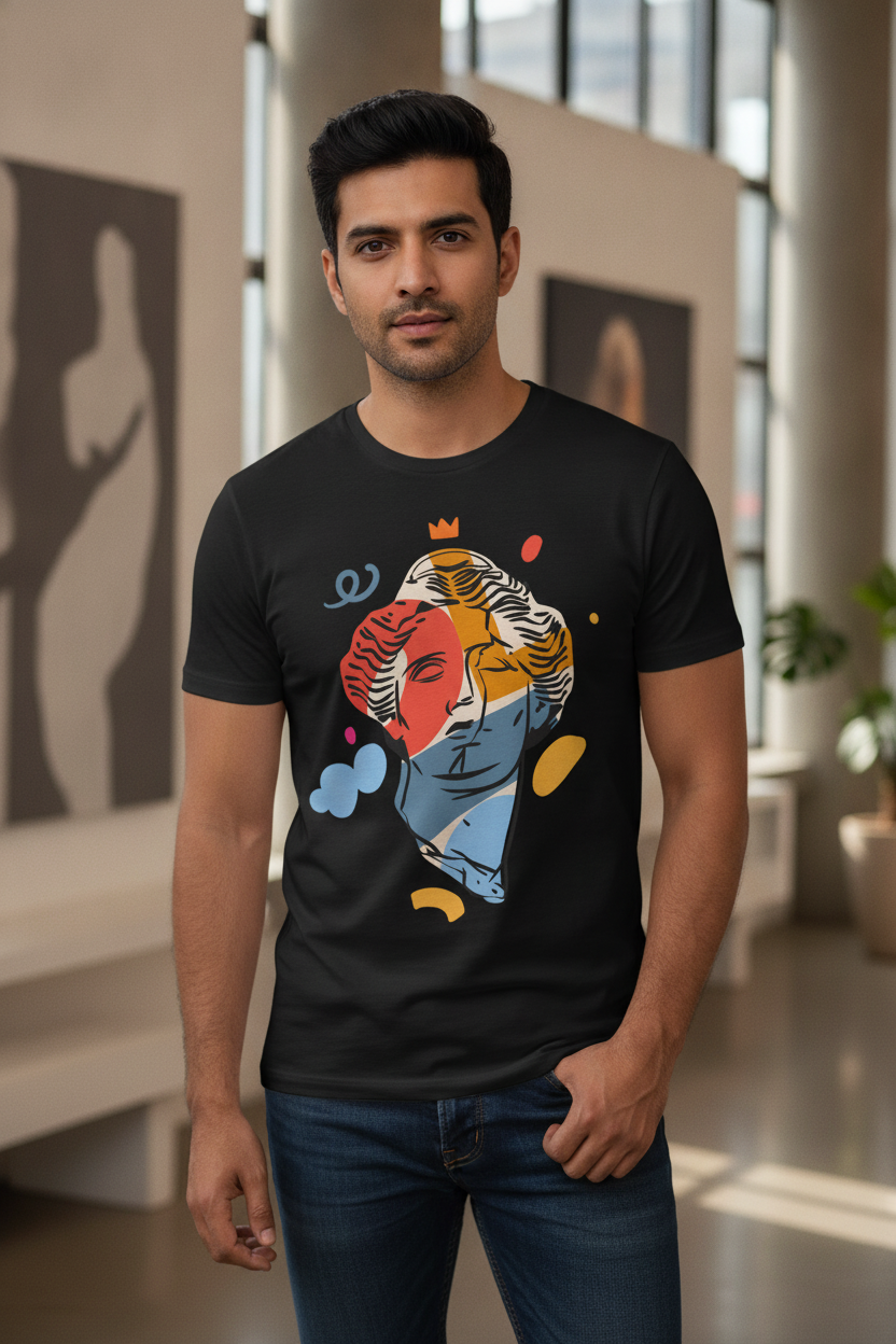 Greek Ancient Graphic Printed Black Tshirt