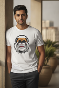 Grinning Dog with headphones and glasses White Casual Cotton Tee