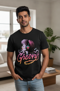 Groovy Graphic Printed Black Tshirt