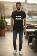 Happy Mind Happy Life - Black block Printed T-Shirt