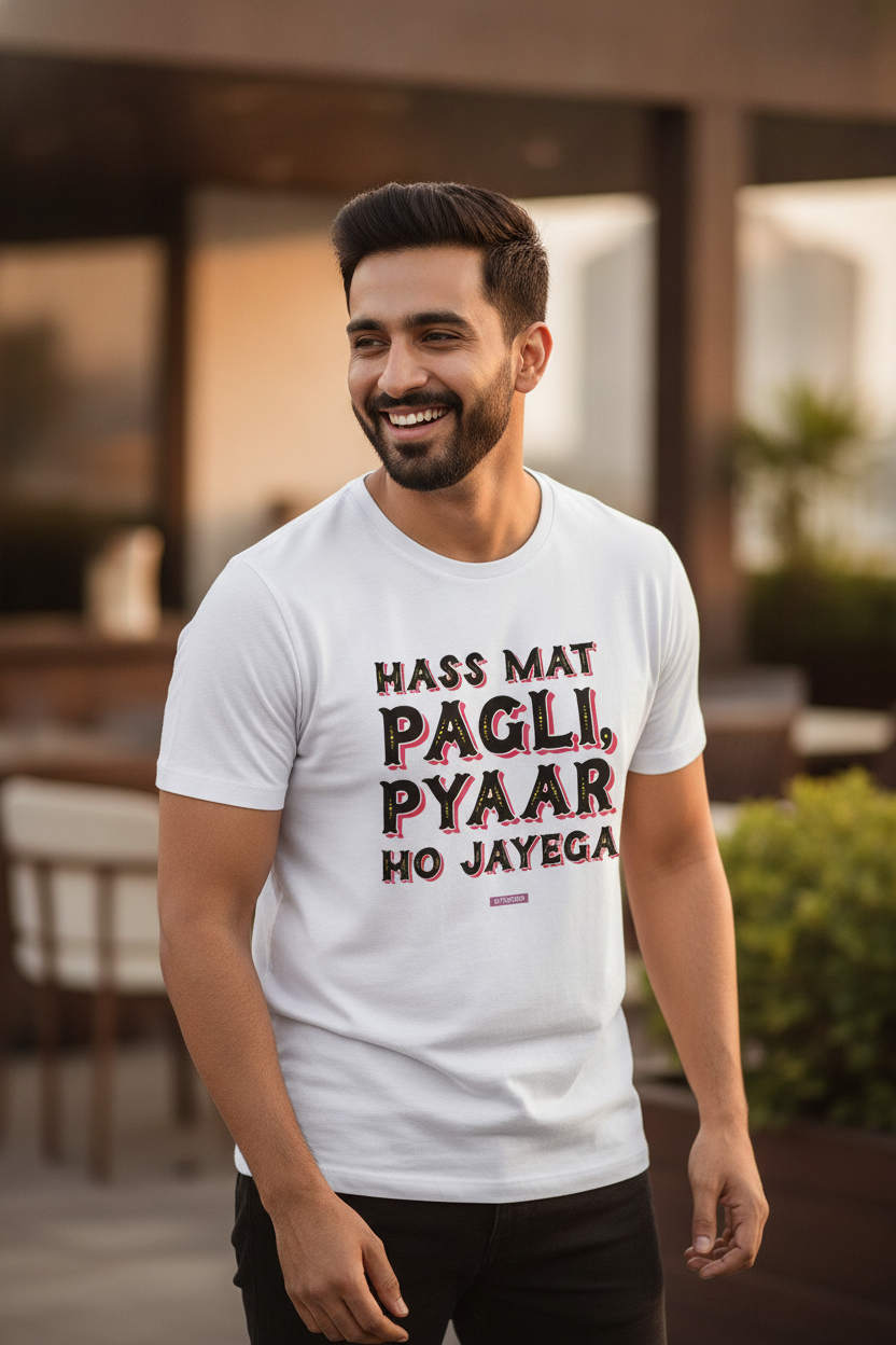 Hass Mat Pagli Pyaar Ho Jayega - Hindi Graphic Printed Tees
