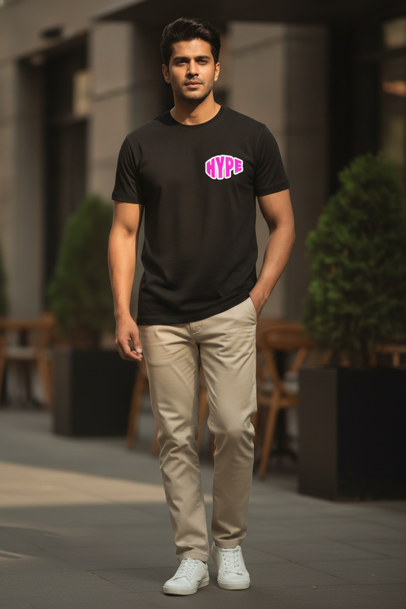 Hype Graphic Printed Black Tshirt