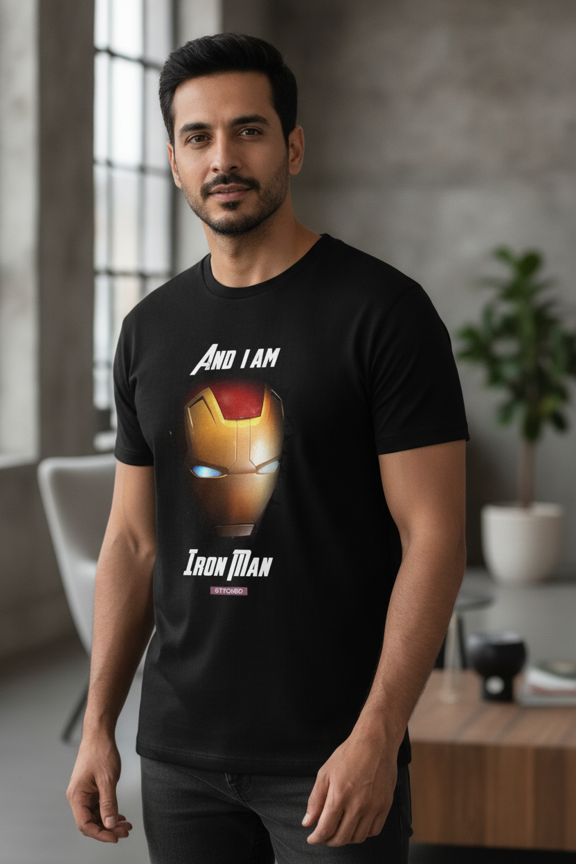 I am Iron Man - Tribute to the Avengers Superhero. Black Tee