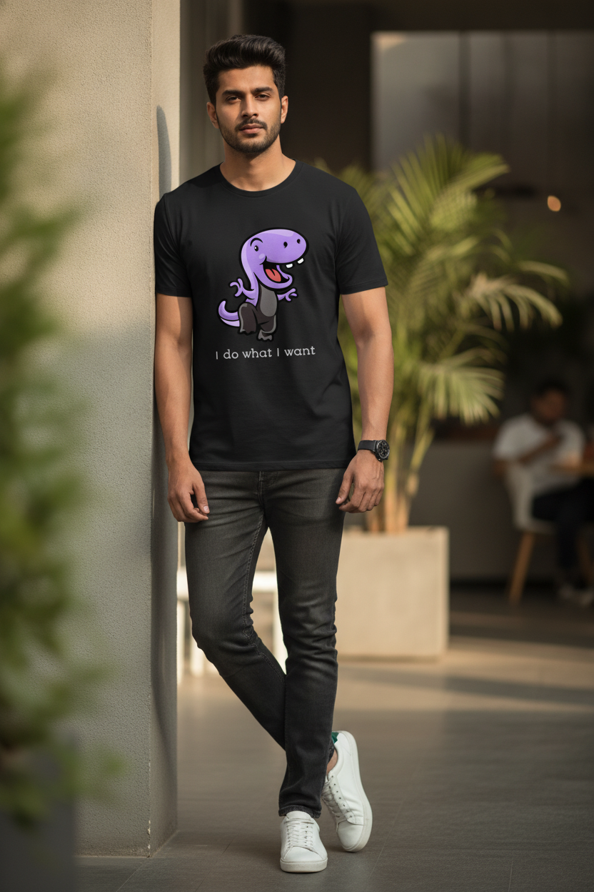 I Do What I Want Graphic Printed Black Tshirt