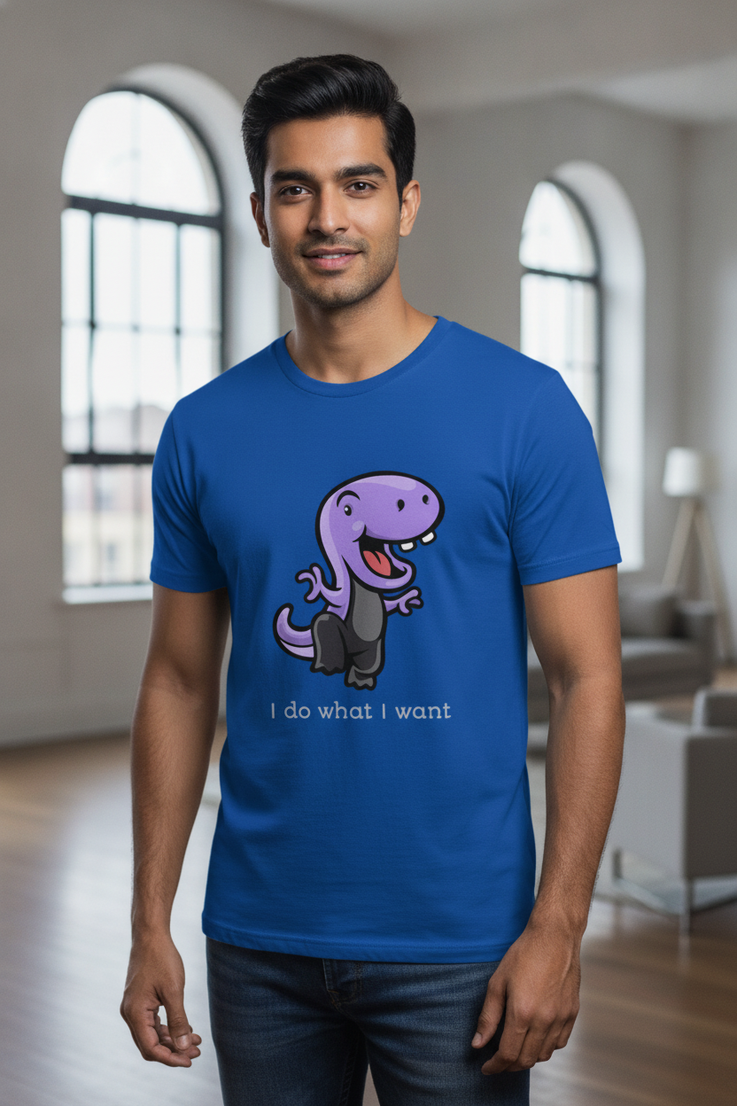 I Do What I Want Graphic Printed Blue Tshirt
