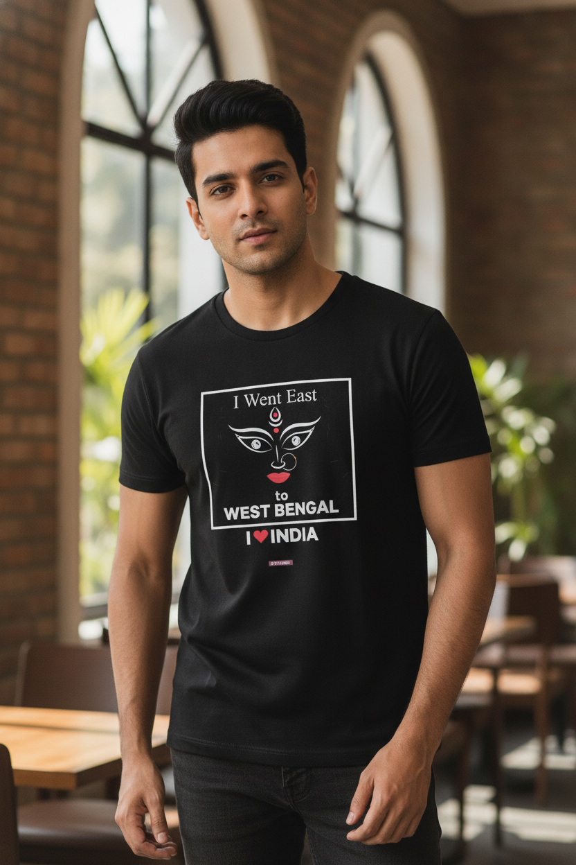 I love West Bengal - Styched in India Graphic T-Shirt Black Color
