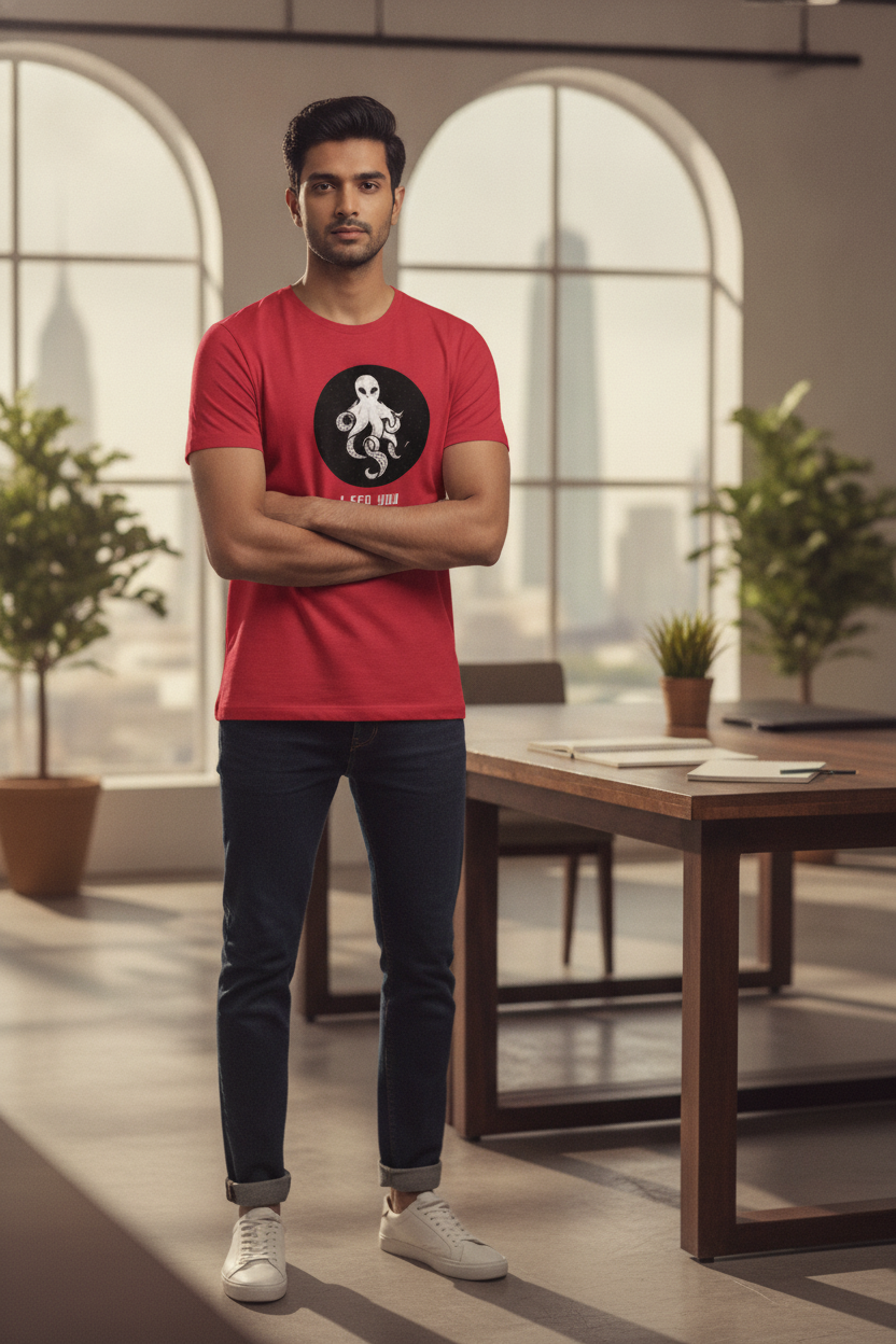 I Sea You Graphic Printed Red Tshirt