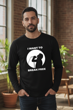 I Want To Break Free - Black Inspirational Full Sleeve Cotton Tee