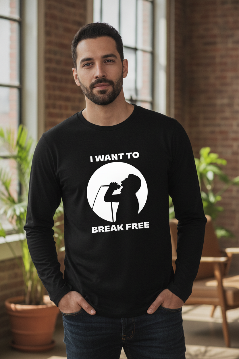 I Want To Break Free - Black Inspirational Full Sleeve Cotton Tee