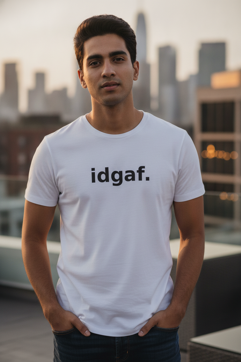 IDGAF Printed White Tshirt