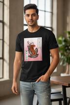 Japanese Tattoo Graphic Printed Black Tshirt