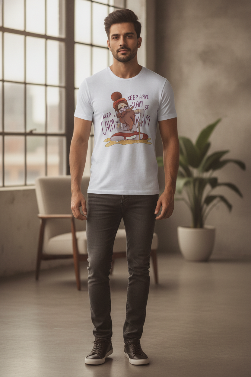 Kam Se Kam Graphic Printed White Tshirt