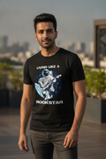Living Like a Rockstar Graphic Printed Black Tshirt