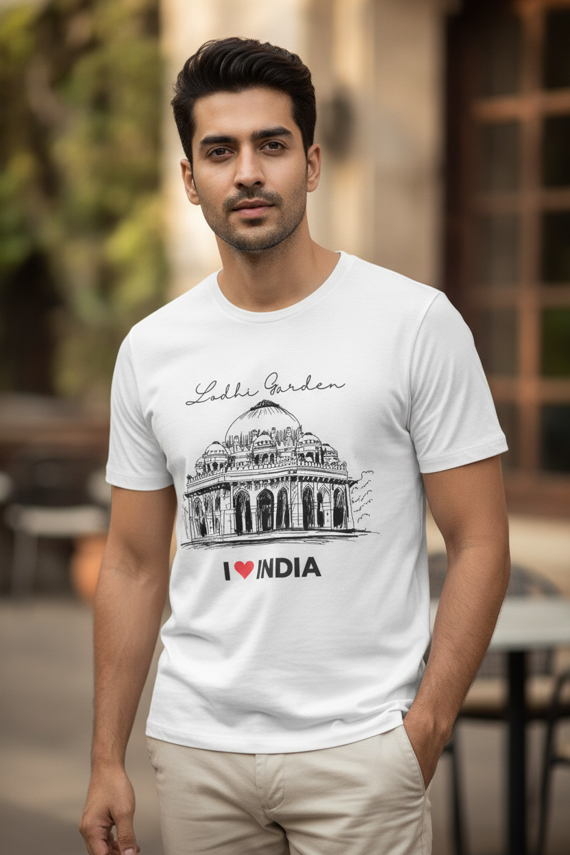 Lodhi Gardens - Styched in India Graphic T-Shirt White Color