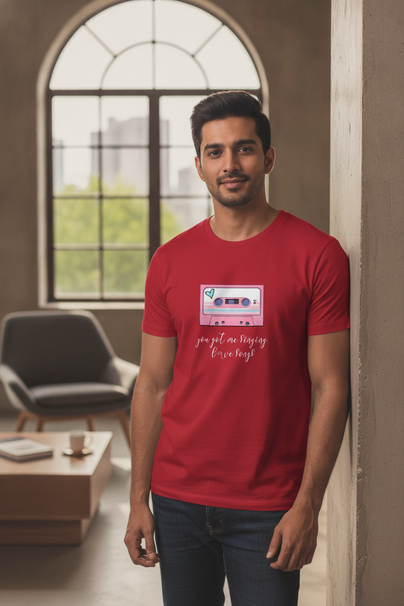 Love Song Graphic Printed Red Tshirt