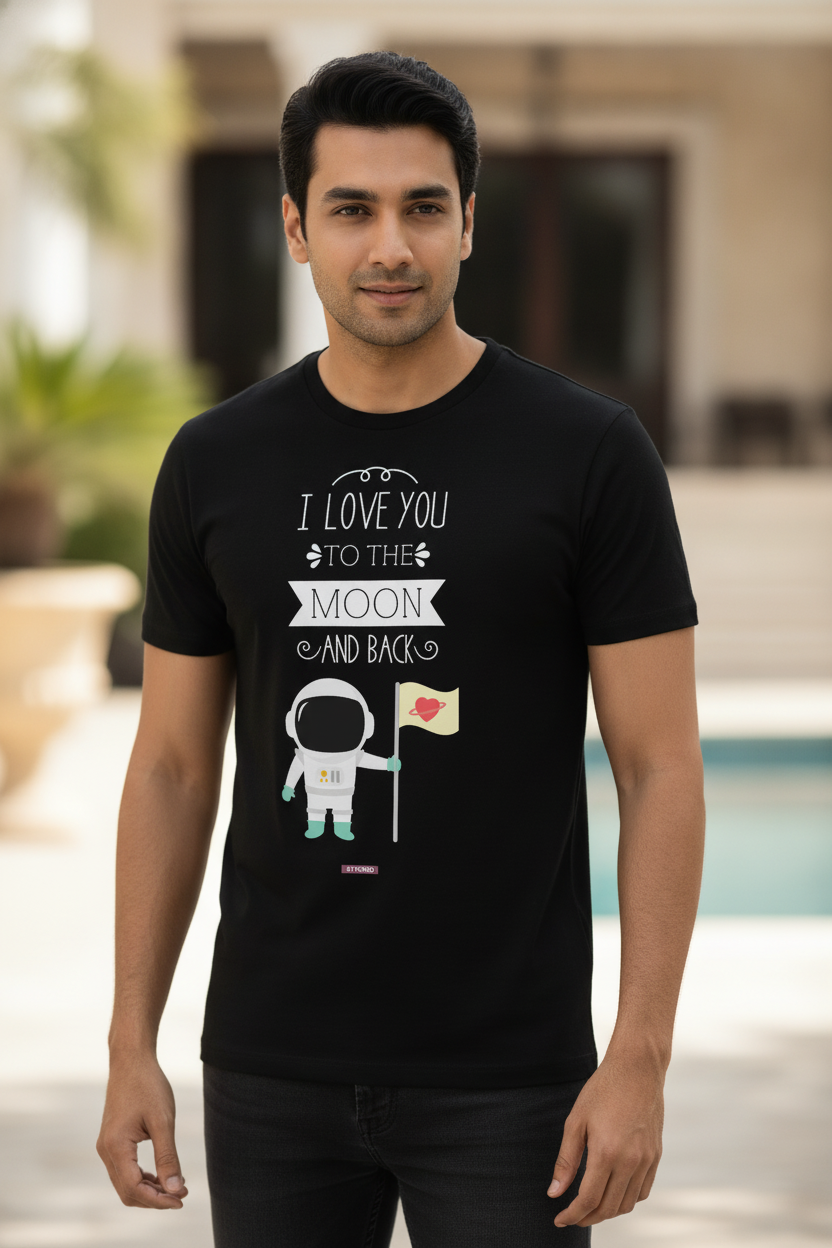 Love you to the Moon and Back - Contemporary Casual TShirt Black
