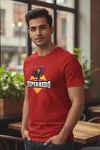 Main Bhi Superhero - Casual biowashed cotton red t-shirt