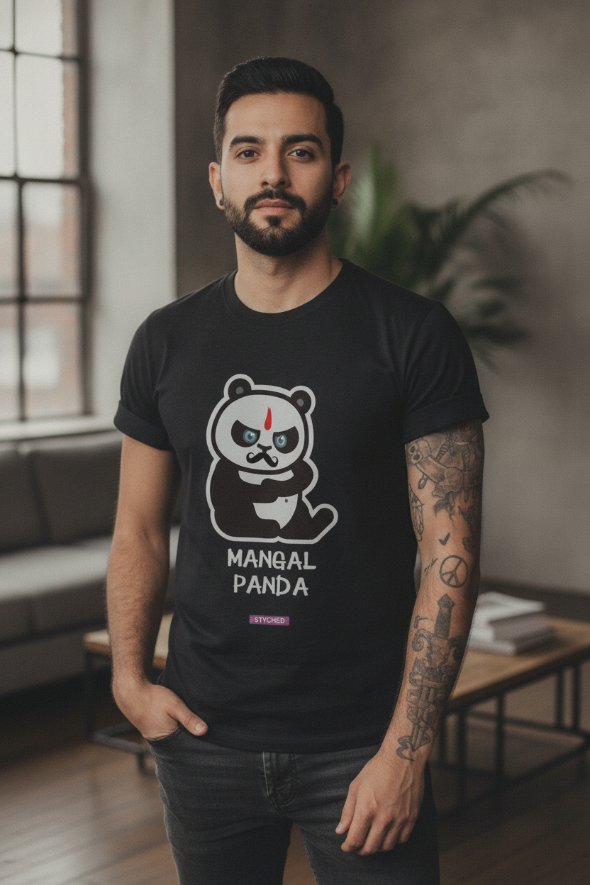 Mangal Panda Graphic T-Shirt Black Color