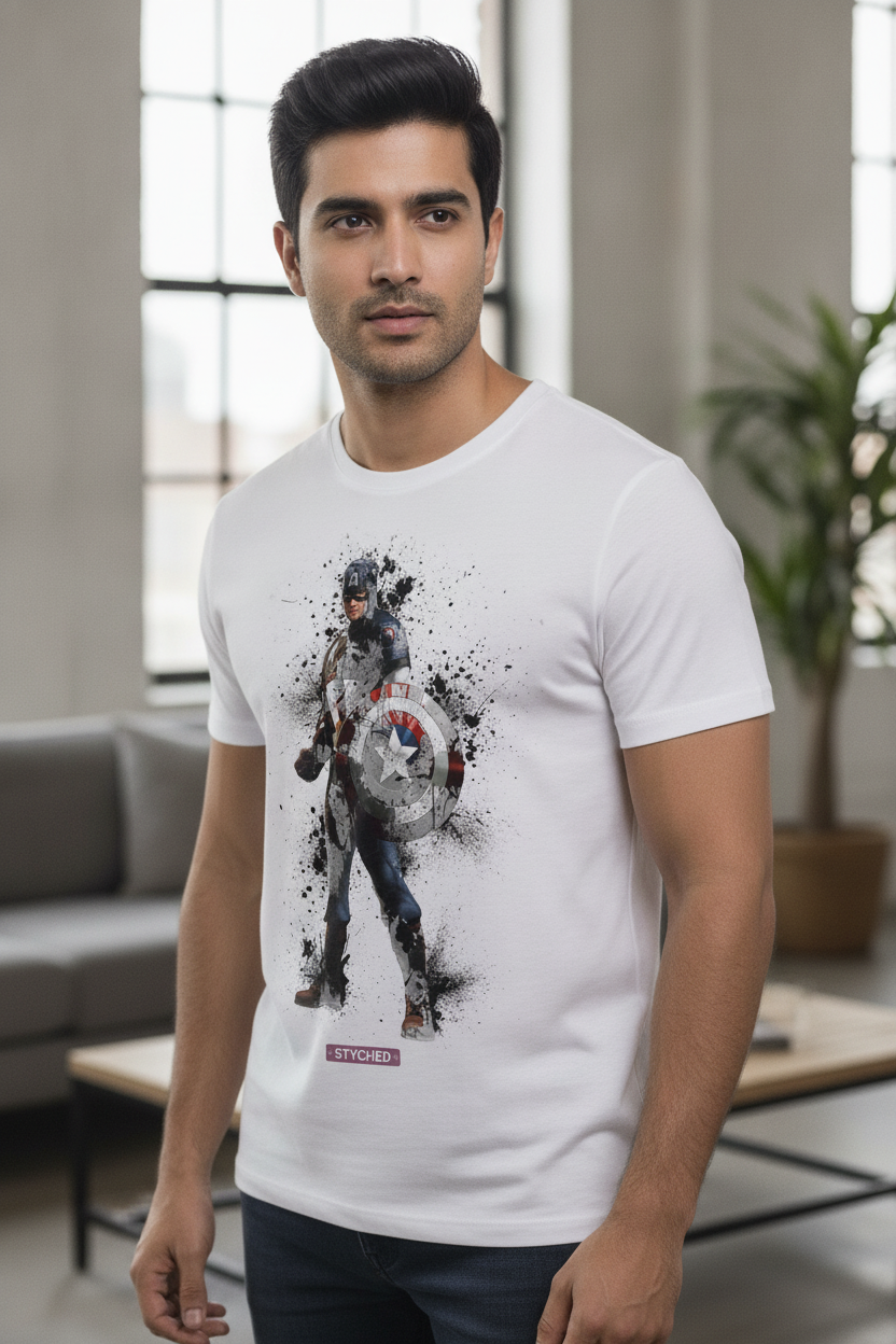 Marvel's Captain America - Fantasy Splatter Graphic TShirt