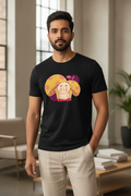 Meditating Monk Graphic Printed Black Tshirt