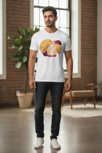 Meditating Monk Graphic Printed White Tshirt