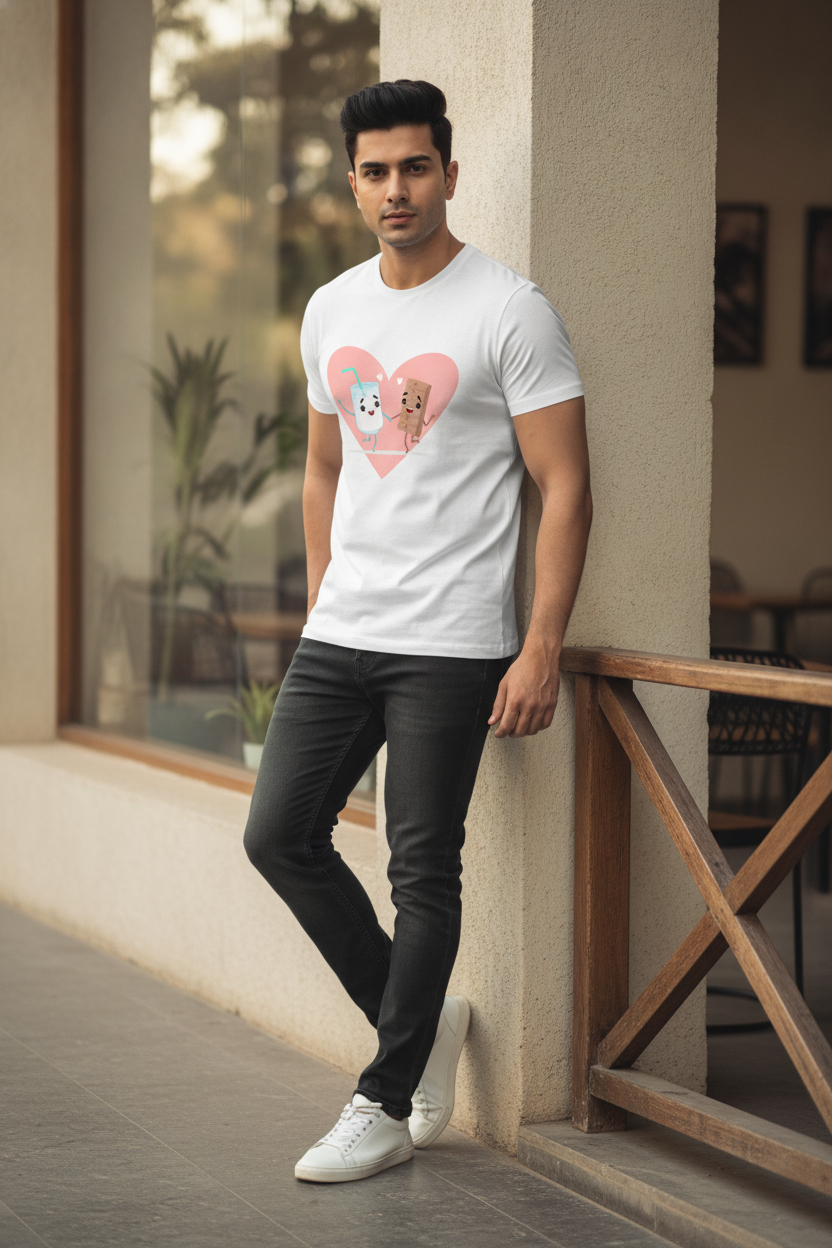 Milk And Cookie Graphic Printed White Tshirt