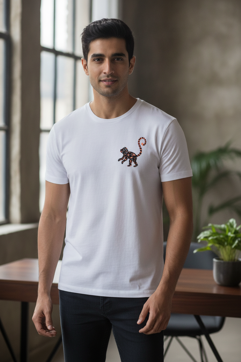 Monkey Business Graphic Printed White Tshirt