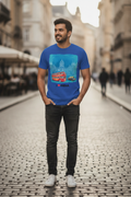 Mumbai Double Decker Bus - Styched in India Graphic T-Shirt Blue Color
