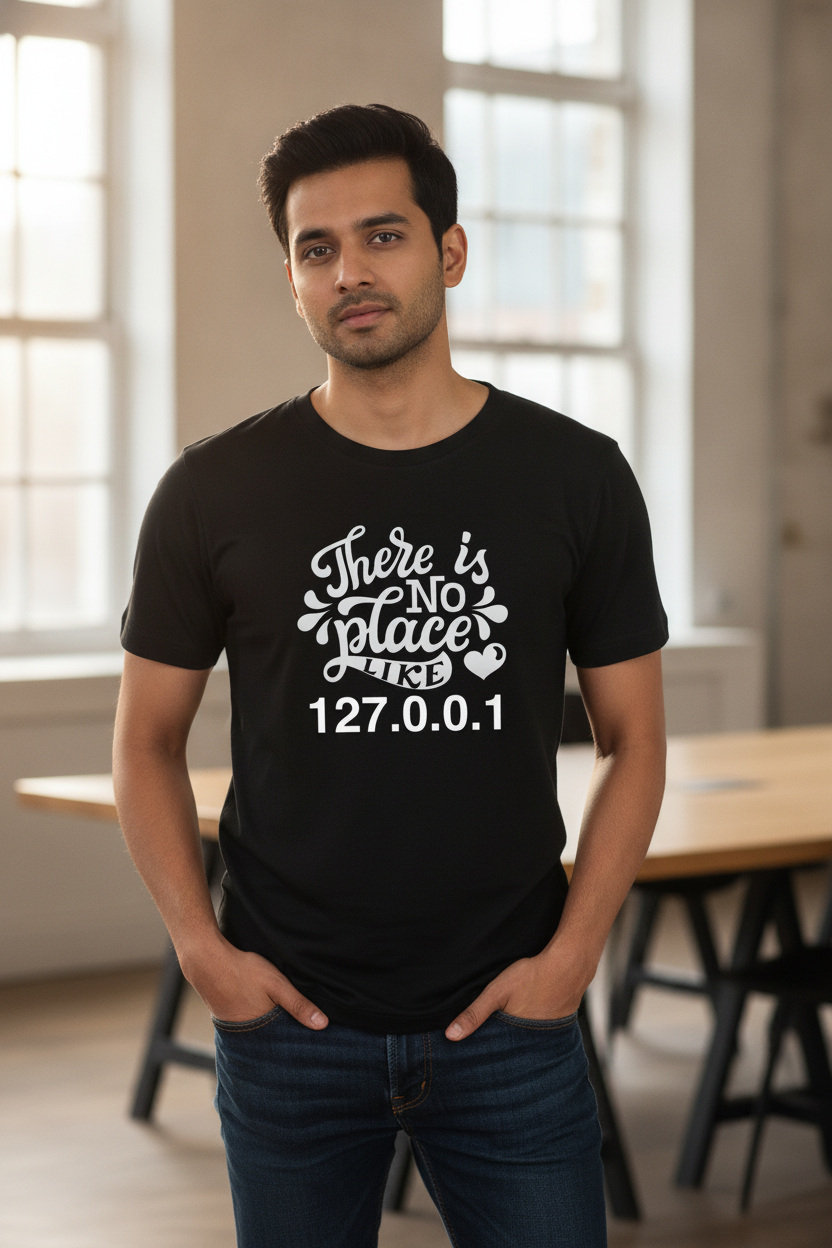 No Place like Home or 127.0.0.1 as coders and developers would say - Casual Black Tee