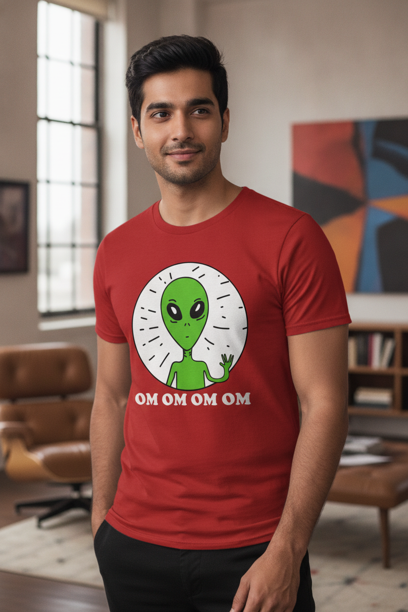 Om Om Om Om Jaadu - Quirky Red Printed Casual Cotton Tee
