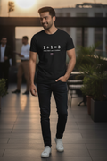 One Plus One is Three - Quirky Graphic T-Shirt Black Color