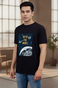 Out of this World- Block Printed Black Tee