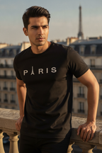 Paris Graphic Printed Black Tshirt