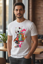 Pink Skull Graphic Printed White Tshirt