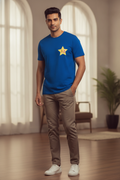 Pizza And Coke Graphic Printed Blue Tshirt