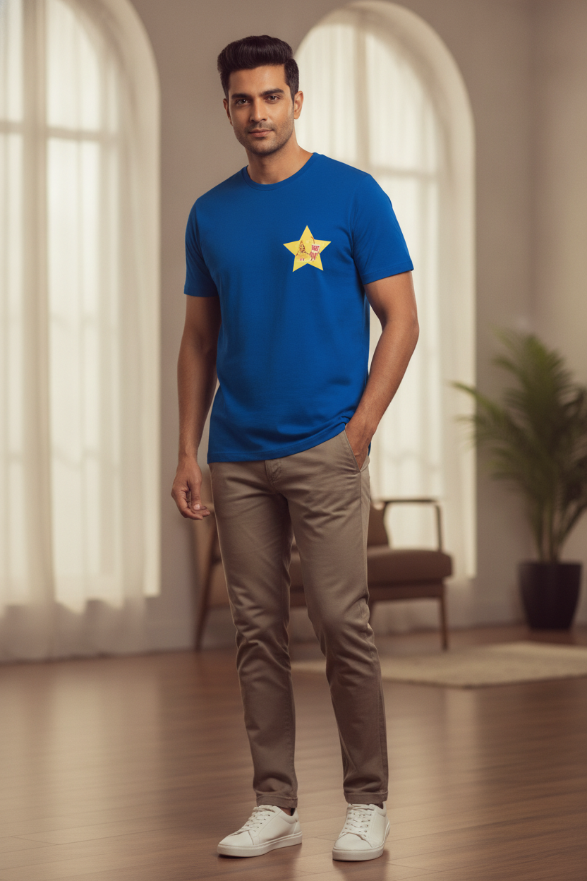 Pizza And Coke Graphic Printed Blue Tshirt