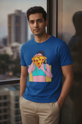 Pizza Girl Graphic Printed Blue Tshirt