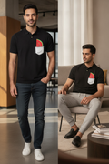 Premium Black Polo Tee with Watermelon Peeping out of pocket graphic