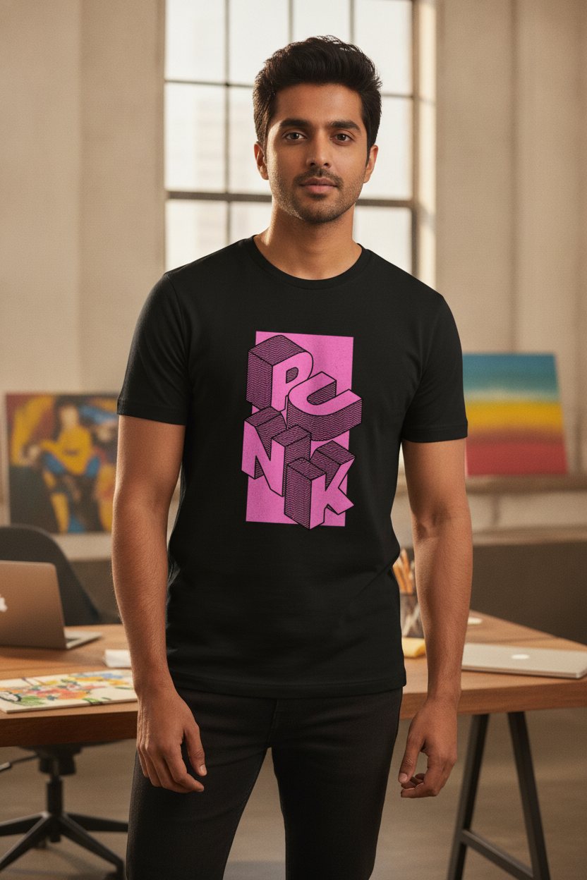 Punk Graphic Printed Black Tshirt