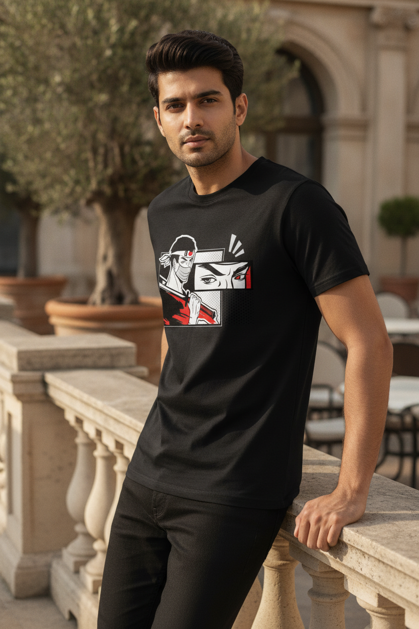 Red Eye Samurai Black Tee