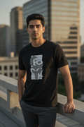 Rock Graphic Printed Black Tshirt
